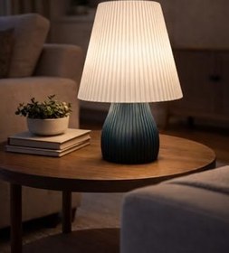 Resim Abajur Trikon - (Özel Tasarım) Modern ve Şık Masa Lambası - Yatak Odası & Salon Dekoratif Aydınlatma (E:19cm x D:19cm x Y:29cm) 