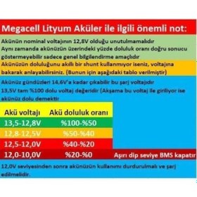 Resim Megacell 12.8 V 100 Ah Lifepo4 Lityum Demir Fosfat Akü 