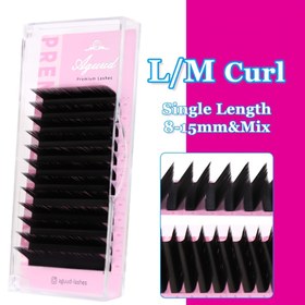 Resim AGUUD L M Kıvrım 8-15mm & Karışık 12 Sıra 0.07mm Yumuşak Hacim Mat Kadife Kirpik Tepsileri Kedi Gözü Etkisi Kökler Koreli PBT Takma Kirpikler 