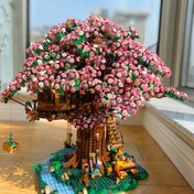 Resim Yaratıcı Kiraz Çiçeği Ev, Minyatür Yapı Blokları, Koleksiyon Model Seti, Oturma Odası Dekorasyonu, Montaj, Noel, Cadılar Bayramı, Doğum Günü Hediyesi, Yapımcı, Tuğla, Yapı Bloğu/Set 