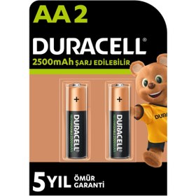 Resim Duracell Şarj Edilebilir AA Kalem Pil (2’li Paket), 2500 mAh NiMH 