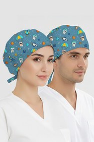 Resim ÇİZGİ MEDİKAL Astronot Dişler Desenli Bone (Cotton Likra Kumaş) 