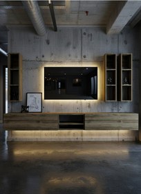 Resim Resital Ledli Duvara Monte Tv Sehpası - Ceviz - W6003-2 Ceviz 