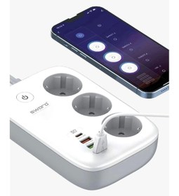 Resim SWORD Wi-Fi Akıllı Priz, 30W Type-C,Akım Korumalı,3’lü Priz+3 USB,Uzaktan Kontrol ve Zaman Ayarlı,SW-3PU1C 
