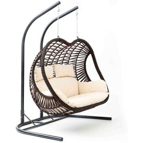 Resim Pop Modern Salıncak - Gri Rattan - Dark Kumaş 