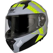 Resim Motoanl Motosiklet V2 Güneş Vizörlü Çene Açılır Kask Neon Gri 