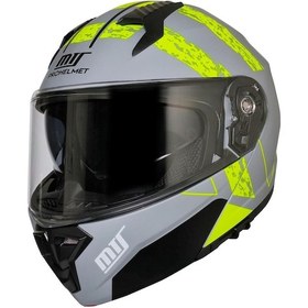 Resim Motoanl Motosiklet V2 Güneş Vizörlü Çene Açılır Kask Neon Gri 