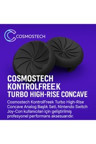 Resim cosmostech Kontrolfreek Turbo Nintendo Switch Joy-Con Uyumlu High-Rise Konkav Analog Başlık (Siyah) 