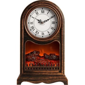Resim Dekoratif Şömine Saat Led Alevli Elektirkli Pilli Büyük 40cm 