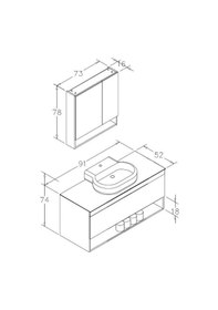 Resim Orka Knidos 90 Cm Mdf Navaro Banyo Dolabı Takımı Çok Renkli 