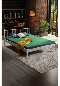 Resim Falez-s Çift Kişilik Ferforje Metal -beyaz Ahşap Latalı Karyola 