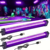 Resim 2 adet 32.0cm USB UV LED Siyah Işık 385-400nm Siyah Işık Bar Işık Efekti Parti Işığı Sahne Işıkları, Halloween/Noel/Sevgililer Günü Kulüp Partisi Disko için Anahtarlı, Düşük Voltaj 5V 