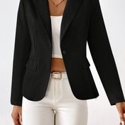 Resim Kadınların Zarif Düz Renk Yeşil Blazer - Uzun Kollu, Cebi Olan Çift Sıralı Ceket, Ofis veya Profesyonel Giyim İçin Mükemmel, Tüm Mevsimler İçin Ceket | Modern Kadın Blazer | Dayanıklı Dış Giyim 