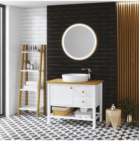 Resim Denko Smarto 95 Cm Mdf Beyaz Banyo Dolabı Takımı + Boy Dolabı Beyaz 
