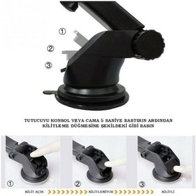 Resim Araç Içi Uzayan Ayarlanabilir Vantuzlu Otomotik Klipsli Telefon 