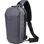 Resim Ozuko 9321 Outdoor Usb Şarj Portlu Crossbody Göğüs Çantası Koyu Gri 