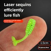Resim 50 adet Lazer Reflektif T-Kuyruk Balıkçılık Yem Seti - Yumuşak Silikon Mini Yemler, 1.5cm, Gece Balıkçılığı, Uçan Balıkçılık Aksesuarları, Balıkçılık Yemi 