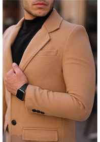 Resim Erkek Dar Kesim Uzun Kaşe Kaban Vızon 