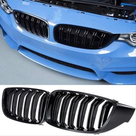 Resim Bmw 4 Serisi F32 2013-2019 Uyumlu M4 Panjur ( Çift Çizgi Böbrek ) Pıano Black 