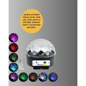 Resim Taşınabilir Bluetooth Disko Topu Uzaktan Kumandalı Işık Efektleri 