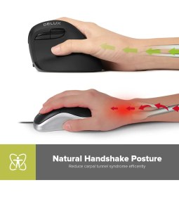 Resim Delux Teknofaji Ergonomik Kablosuz Dikey Fare Delux Mini Şarj Edilebilir Sessiz Tıklamalı Küçük El Kullanıcıları Için 