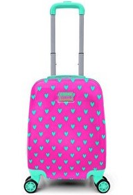 Resim Elatae Policarbon Kırılmaz Neon Pembe Kalp Desenli Çocuk Valizi 