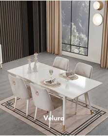Resim Lisa Yemek Odası Takımı Yemek Masası + 4 Adet Sandalye Beyaz 