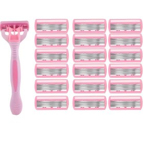 Resim Kadınlar için 1 adet Paslanmaz Çelik 6 Katmanlı Manuel Jilet, 6 Bıçaklı Güvenli Tıraş Bıçağı, Kokusuz, Normal Ciltler İçin Uygun, Bikini Bölgeleri İçin İdeal 