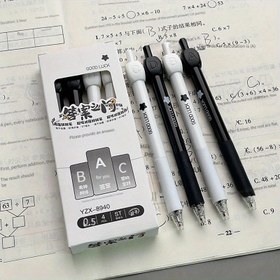 Resim Öğrencilerin Sınavları için Döner Rahatlatıcı ve Nötr Mürekkepli 4'lü Cevap Kalemleri Paketi, Siyah Teknoloji Eğlenceli Kırtasiye 