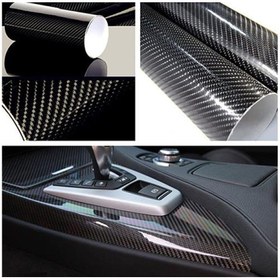 Resim KrcDisplay (152CMX30CM) 5d Siyah Ultra Parlak Hava Kanallı Karbon Folyo 