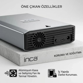 Resim Inca EXT-28TB 28TB Destekli 3.5'' Sata HDD/SSD Harici Disk USB 3.0/3.1 - Alüminyum Kasa (Windows & Macos Uyumlu) 