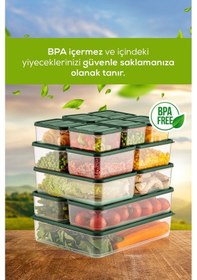 Resim Vienev Buzdolabı Düzenleyici Organizer Mikrodalgaya Uygun Difriz Saklama Kabı Yeşil 15 'Li Yeşil 