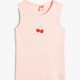 Resim Kız Bebek Atlet Kolsuz Baskılı Ribanalı Pamuklu 