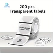 Resim 1 rulo / 3 rulo SINMARK şeffaf yuvarlak etiketler SK20 / SK35, 30mmX30mm su geçirmez ve yırtılmaya dayanıklı yazdırılabilir termal çıkartmalar festivaller, küçük işletmeler, LOGO'lar, sertifikalar, üretim tarihleri, gıda tanımlama, kozmetik ve tırnak sanatı için uygun yapışkanlı olmayan çıkartmalar, taşınabilir termal yazıcıya uygun kendinden yapışkanlı Yırtılmaz küçük etiket 200 sayfa / rulo 
