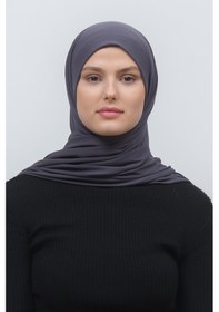 Resim Altobeh Tesettür Kadın Düz Renk Penye Şal Hijab - Füme 