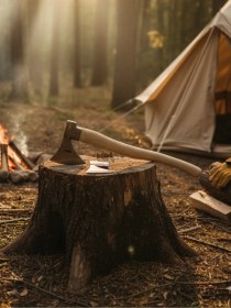 Resim Profesyonel Odun Yarma Baltası / Kamp Baltası - Tam Dövme Çelik - Uzun Sap 