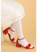 Resim Kiko Kids 768 Ayna Kum Günlük Kız Çocuk 3 CM Topuklu Sandalet Ayakkabı Kırmızı 001 