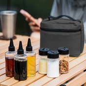 Resim Taşınabilir Açık Hava Baharat Şişesi Seti, Kanvas Taşıma Çantası ile BBQ Baharat Kiti, Plastik, Yenilikçi Ekose Desen, Kapak Dahil, Açık Hava Güvenli, Kamp ve Seyahat için 