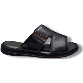 Resim Cakgo 163-26 Hakiki Deri Ultra Soft Geniş Bant Anatomik Erkek Terlik 40-47 Siyah 