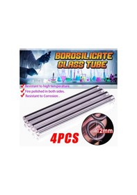 Resim 4 Adet 150mm Od 12mm 2mm Kalın Duvar Borosilikat Cam Üfleme Tüpü Laboratuvar Pembe 