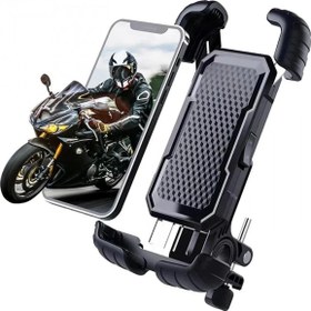 Resim 360° Derece Ayarlanabilen Gidon Bağlantılı Bisiklet Motosiklet İçin Abs 4-7.8″ İnç Telefon Tutucu 