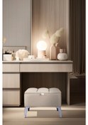 Resim Vetra Mini Royal Krem Kumaş Sandıklı Dekoratif Puf&bench-dilimli Model-gümüş Ayak-modern Puf 