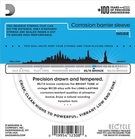 Resim D'Addario EZ910 85/15 Bronze Akustik Gitar Teli - Light (11-52) 