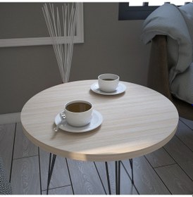 Resim Sandalf Yan Sehpa & Metak Ayaklı Servis Sehpası Açık Meşe 