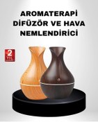 Resim shopwave Aromaterapi Difüzör Ahşap Desenli ve Ultrasonik Nemlendirici LED Işıklı 