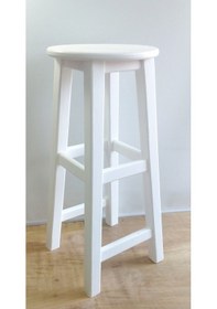 Resim Ahşap Bar Taburesi-70 Cm Oturma Yüksekliği -beyaz Beyaz 