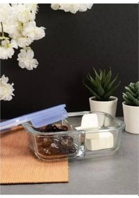 Resim Paşabahçe 530276 Mor Bölmeli Cam Saklama Kabı 630 Cc Mavi 