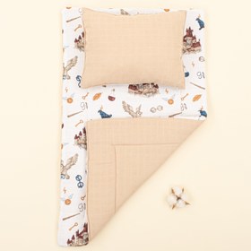 Resim Alt Açma Matı ve Yastık - Çift Taraflı - Kumsal Beji Muslin - Harry 