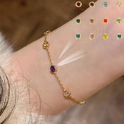Resim 1 adet Boho Tarzı 18K Altın Kaplama DIY Doğum Taşı Bilezik - Kişiselleştirilmiş Oyma, Anneler Günü, Sevgililer Günü ve Günlük Giyim için Mükemmel, Festival Aksesuarı|Kişiselleştirilmiş Takı|Dayanıklı Bilezik, Doğum Taşı Bilezik 