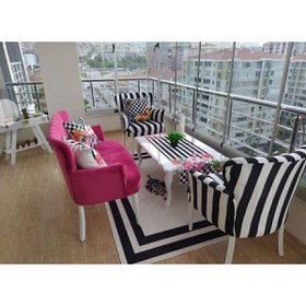 Resim Azra Aksesuar Çay Seti Koltuk Takımı Ahşap Mobilya Takımı Balkon Bahçe Ofis Cafe Mobilyası 2 1 1 